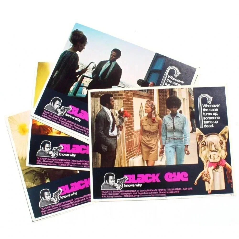 Vtg 8 Black Eye 1974 Warner Brothers Lobby Cards Fred Williamson Teresa Graves